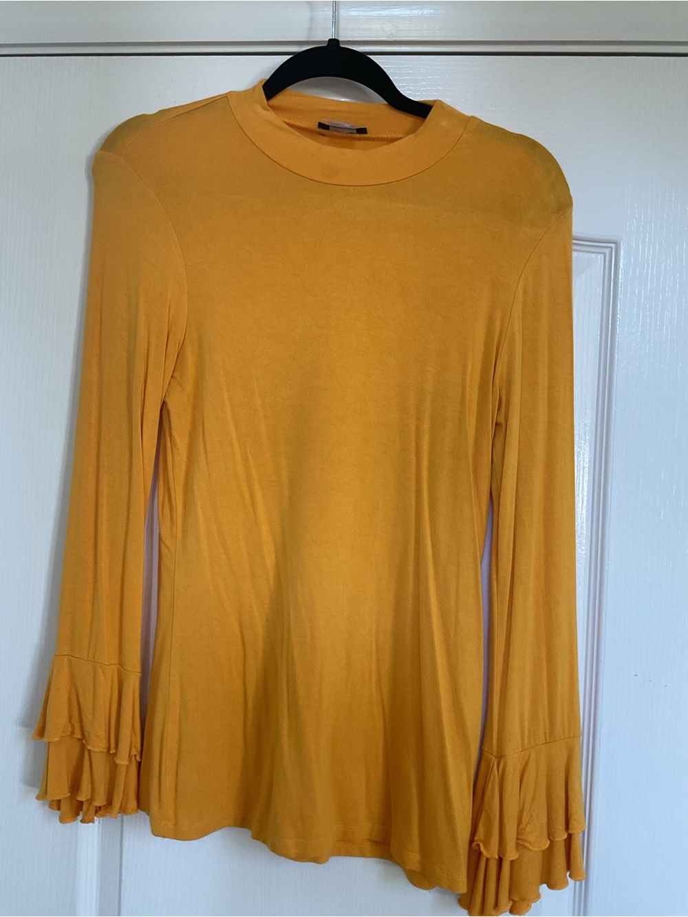 VENUS Mustard Long-Sleeve Ruffle Cuff Top